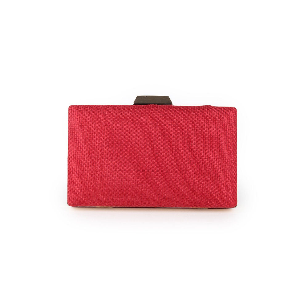 Odette Maroon and Multicolor Beads Embellished Clutch For Women