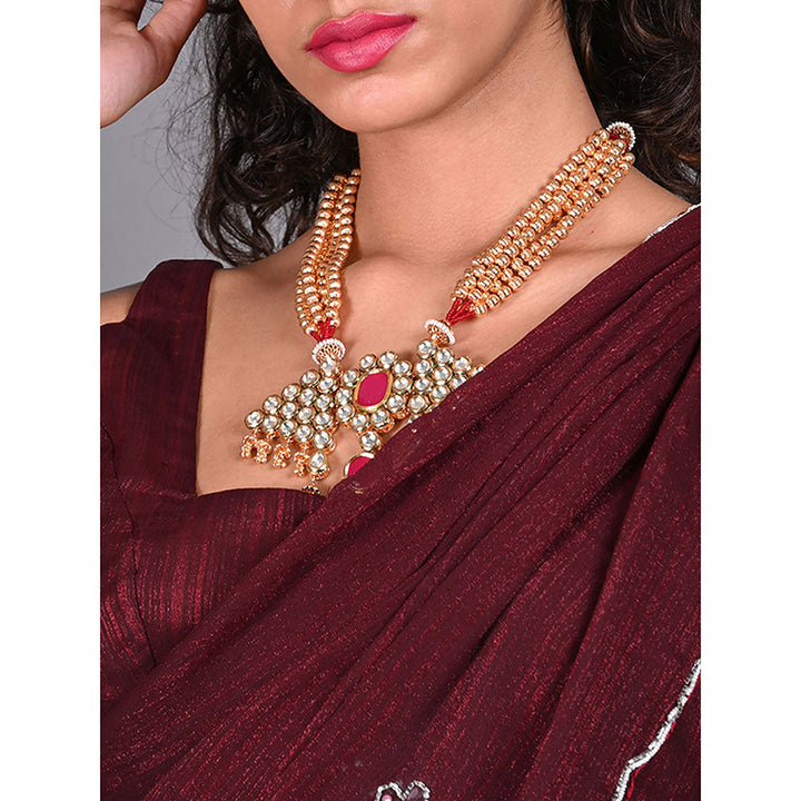 Odette Maroon Silk Blend Embroidered Saree For Women with Unstitched Blouse