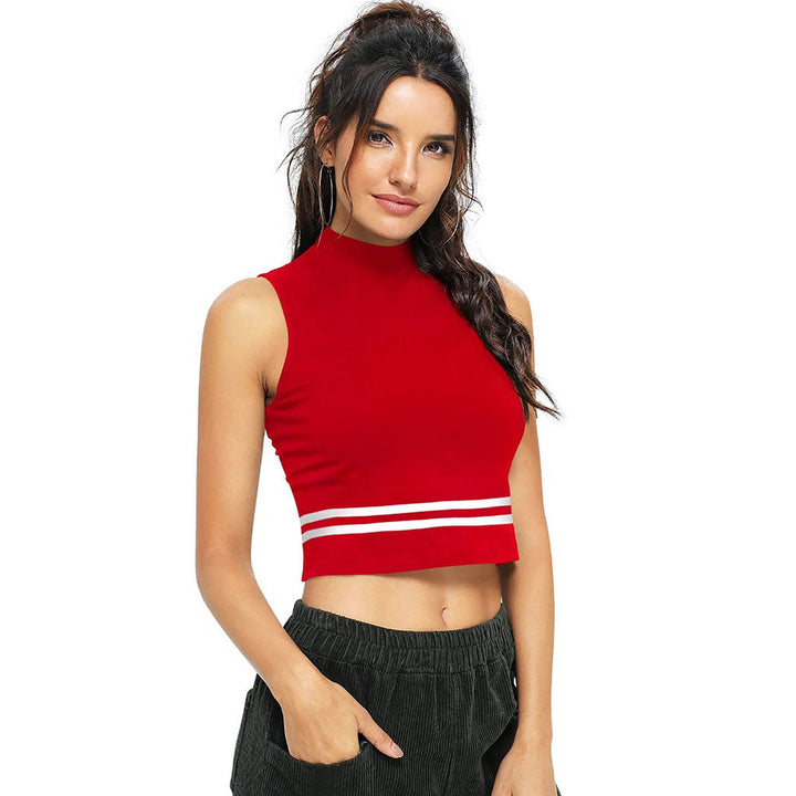 Odette Red Knit Fabric Crop Top for Women