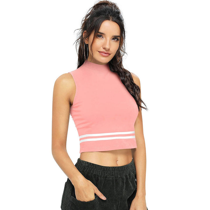 Odette Peach Knit Fabric Crop Top for Women