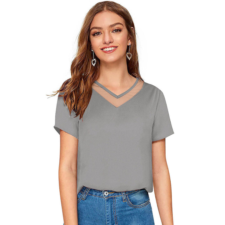 Odette Grey Knit Fabric Top for Women