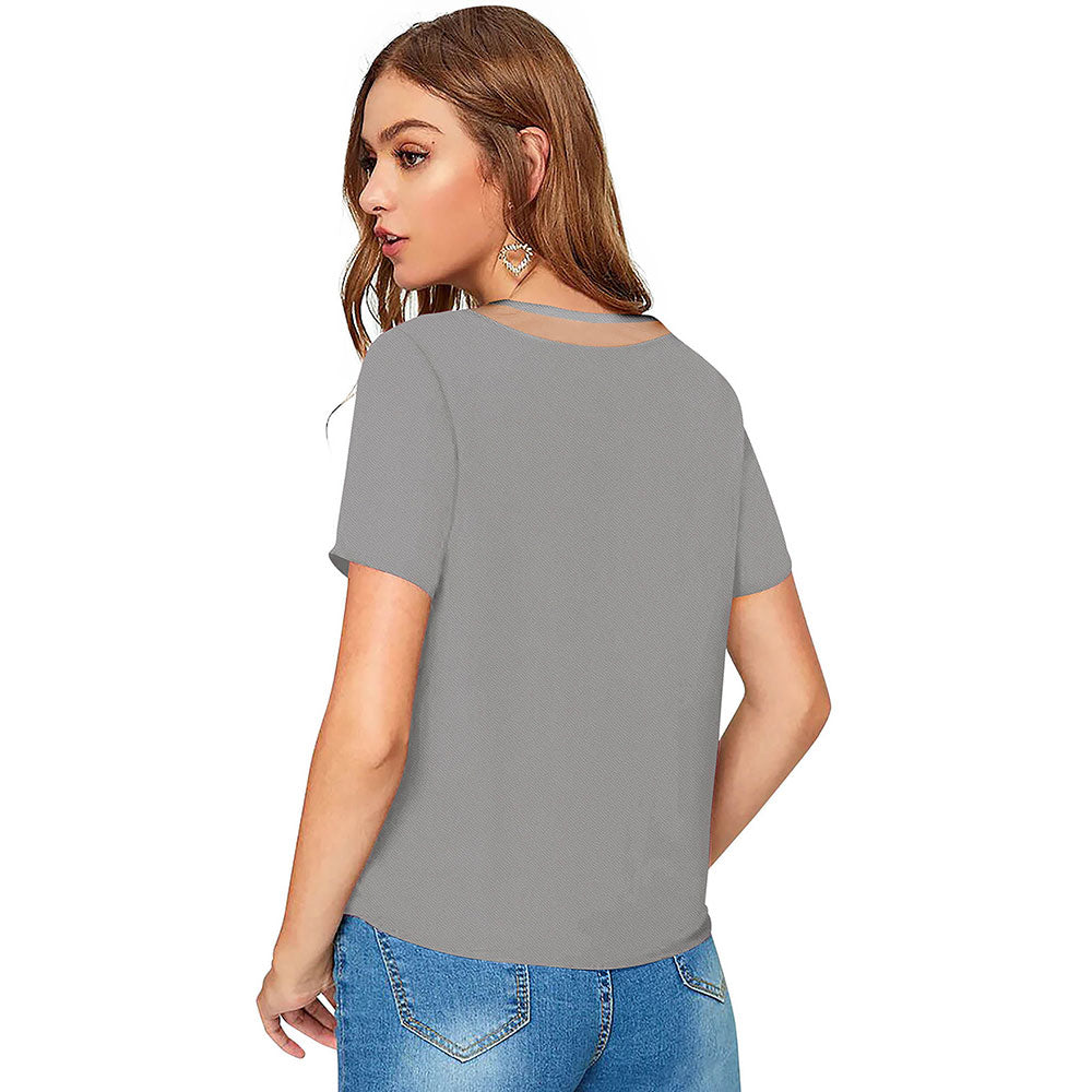 Odette Grey Knit Fabric Top for Women