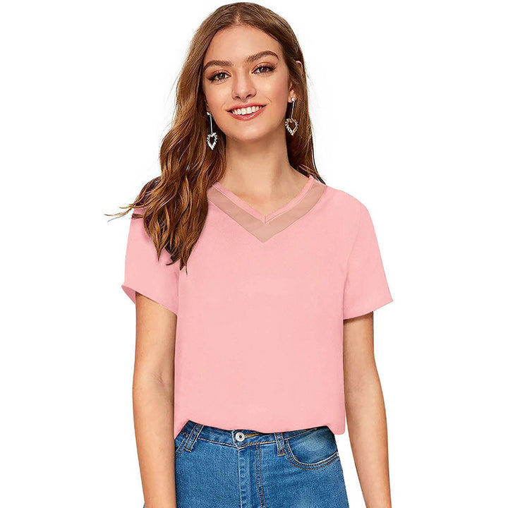 Odette Peach Knit Fabric Top for Women