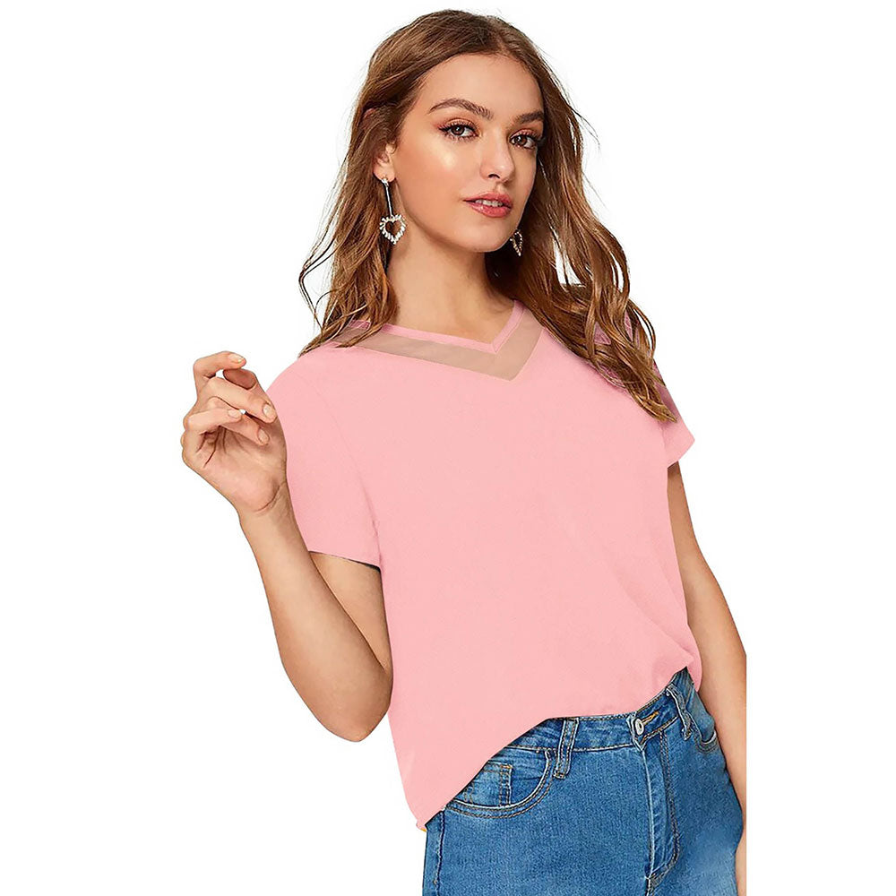 Odette Peach Knit Fabric Top for Women