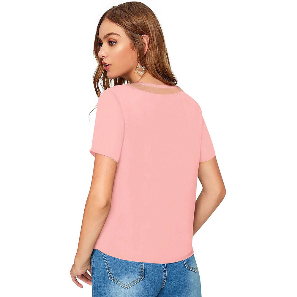 Odette Peach Knit Fabric Top for Women