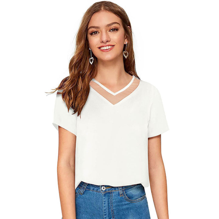 Odette White Knit Fabric Top for Women