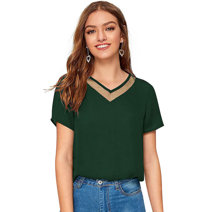 Odette Green Knit Fabric Top for Women