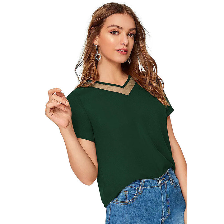 Odette Green Knit Fabric Top for Women