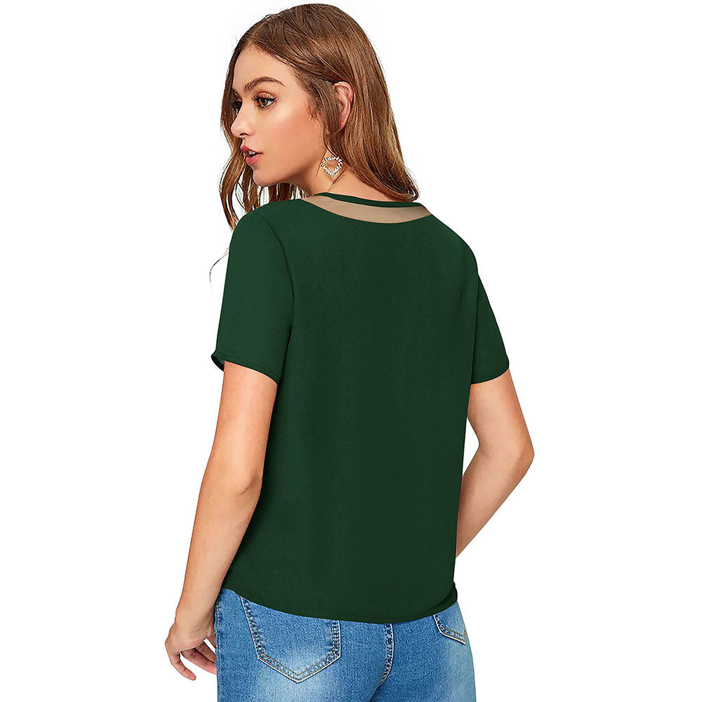 Odette Green Knit Fabric Top for Women