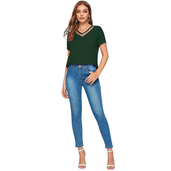 Odette Green Knit Fabric Top for Women