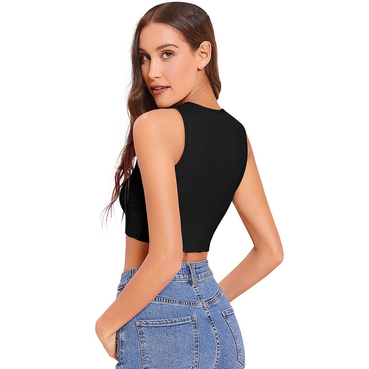 Odette Black Knit Fabric Crop Top for Women