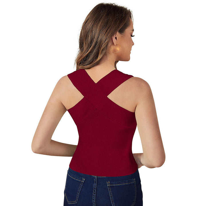 Odette Maroon Knit Fabric Top for Women