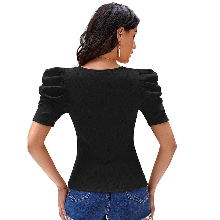 Odette Black Knit Fabric Top for Women