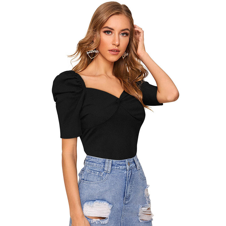 Odette Black Knit Fabric Top for Women