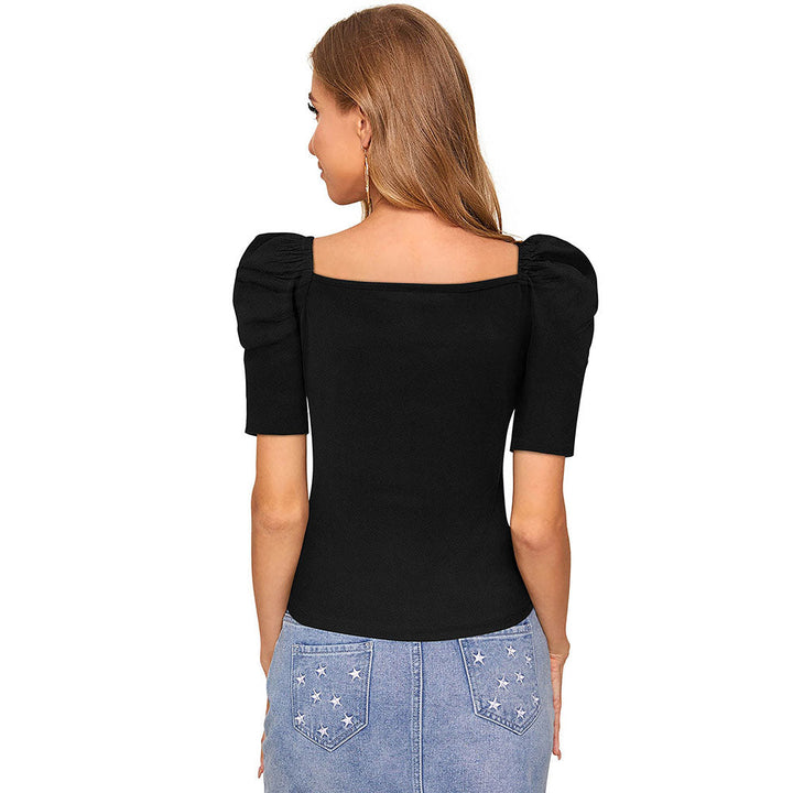 Odette Black Knit Fabric Top for Women