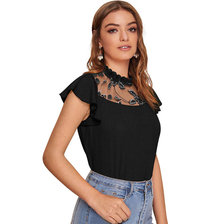 Odette Black Knit Fabric Top for Women