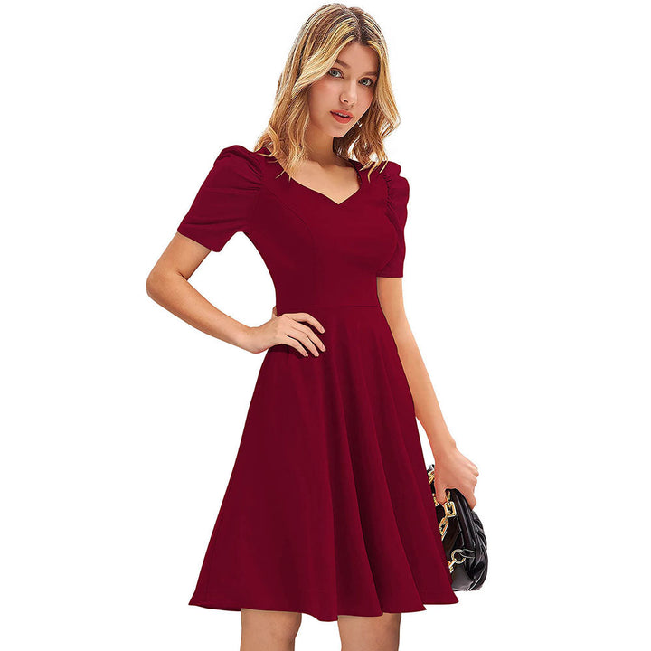 Odette Maroon Skater Dress for Women