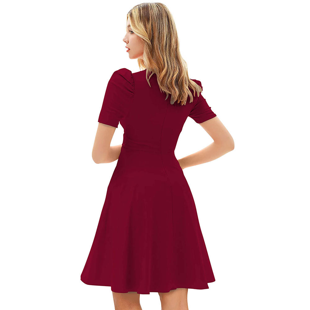 Odette Maroon Skater Dress for Women