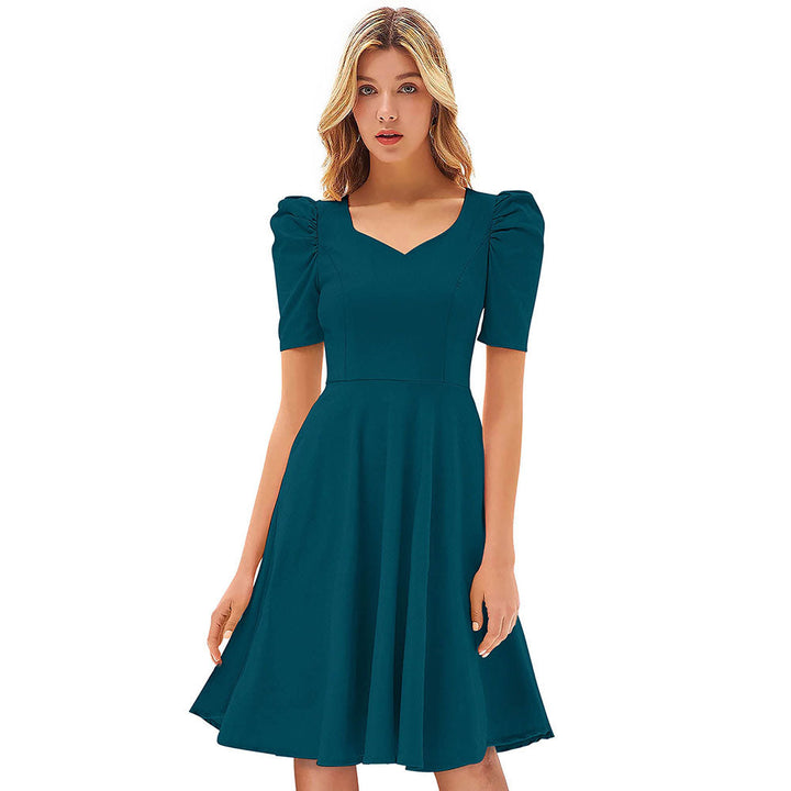 Odette Teal Skater Dress for Women