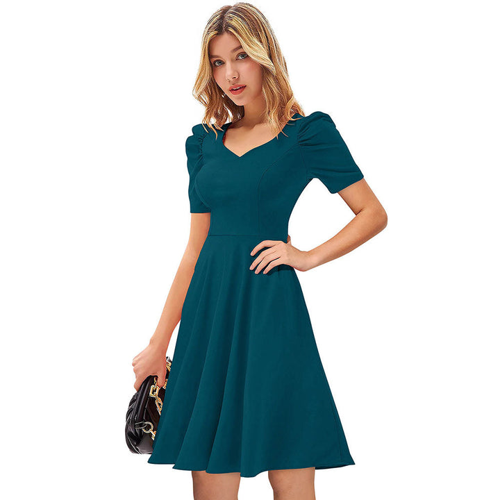 Odette Teal Skater Dress for Women