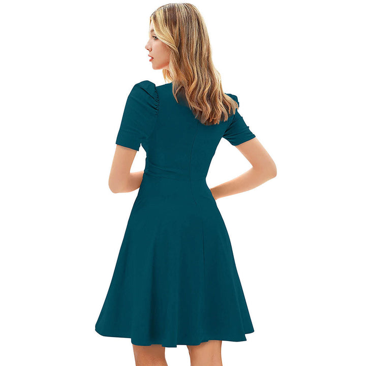 Odette Teal Skater Dress for Women