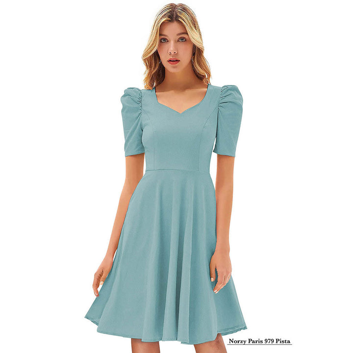 Odette Light Green Skater Dress for Women