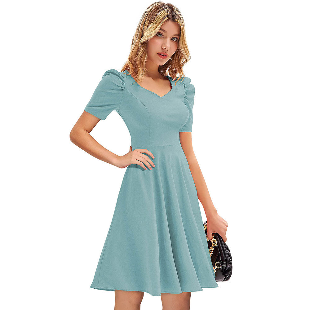 Odette Light Green Skater Dress for Women