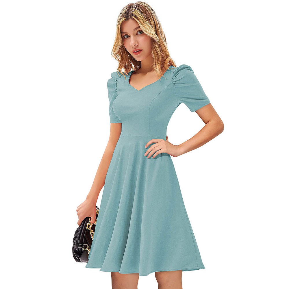 Odette Light Green Skater Dress for Women