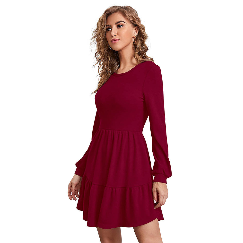 Odette Maroon Skater Dress for Women