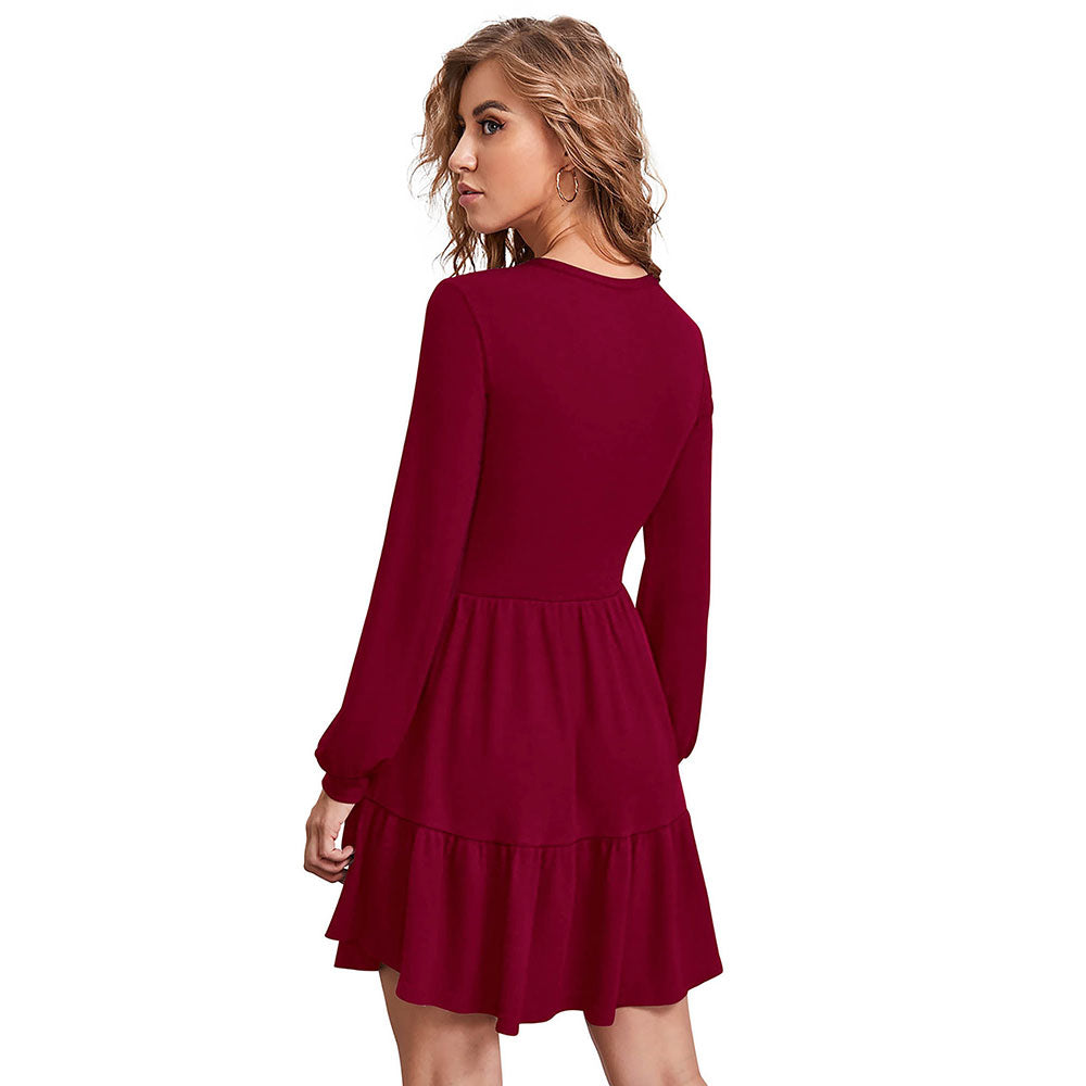 Odette Maroon Skater Dress for Women