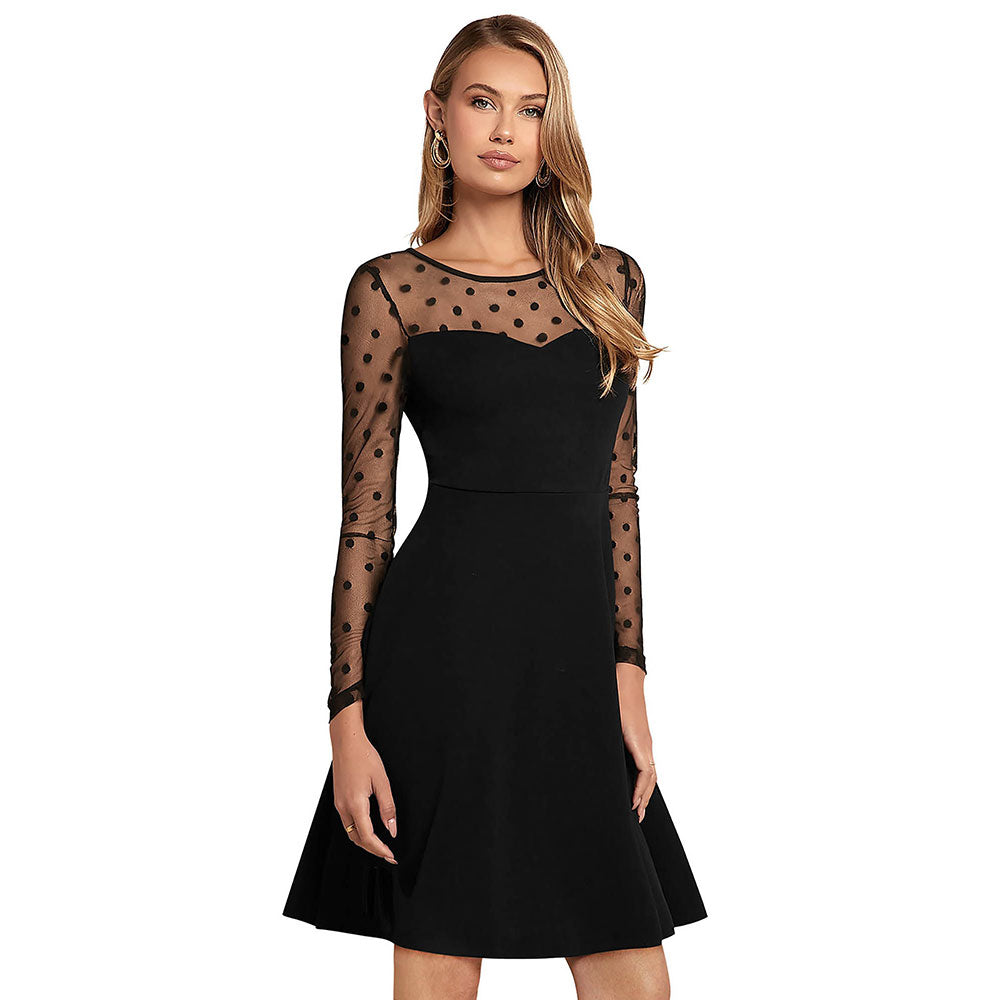 Odette Black Skater Dress for Women