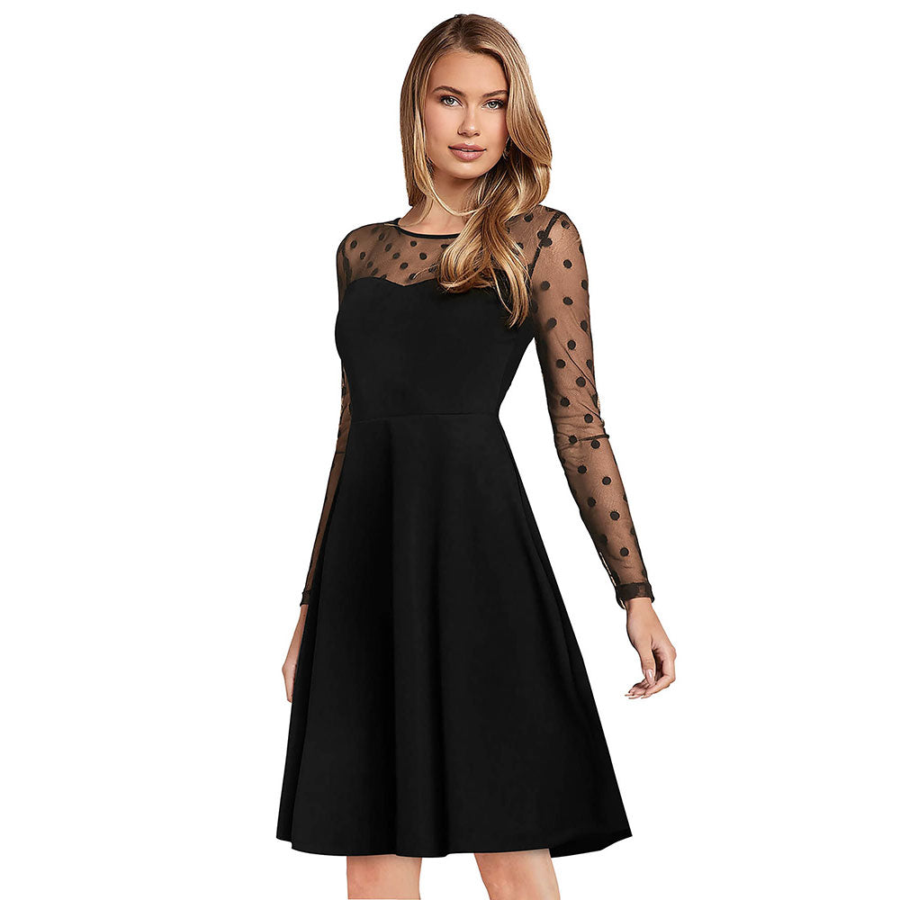 Odette Black Skater Dress for Women