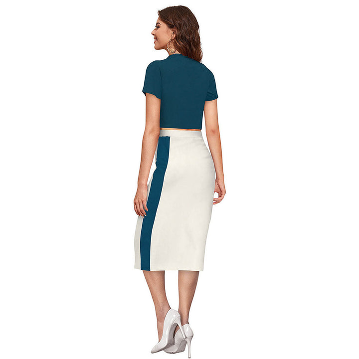 Odette Teal Women Top with Skirt (Set of 2)