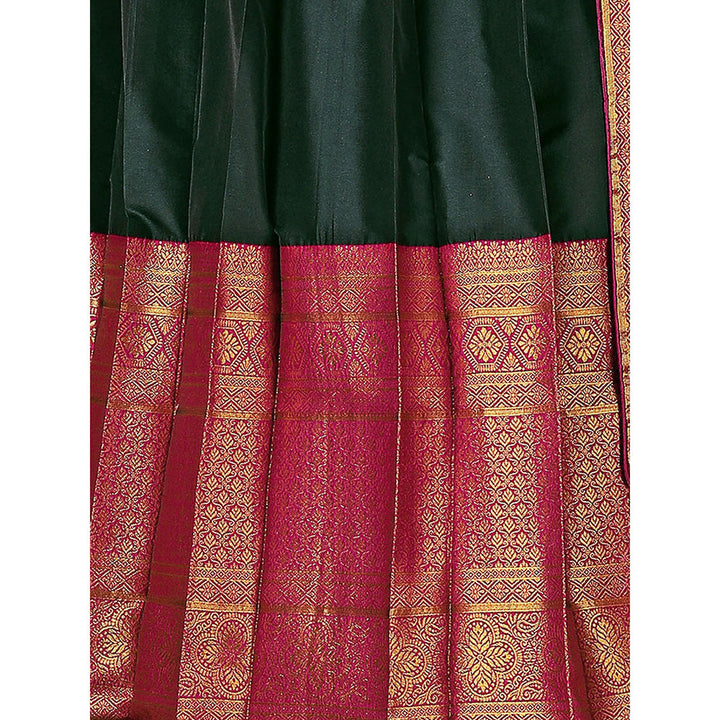 Odette Green Banarasi Woven Stitched Anarkali Kurta With Dupatta (Set of 2)