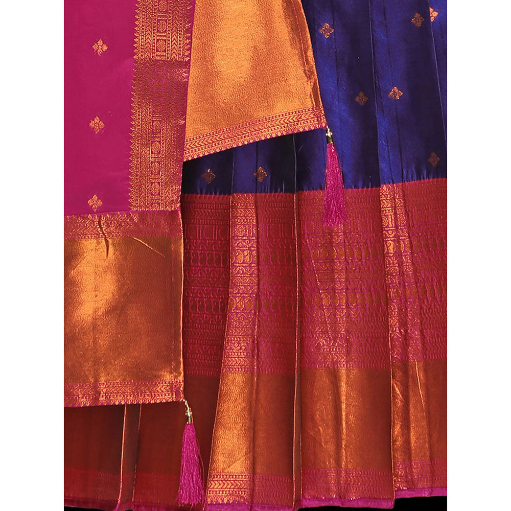 Odette Purple Banarasi Woven Stitched Anarkali Kurta With Dupatta (Set of 2)