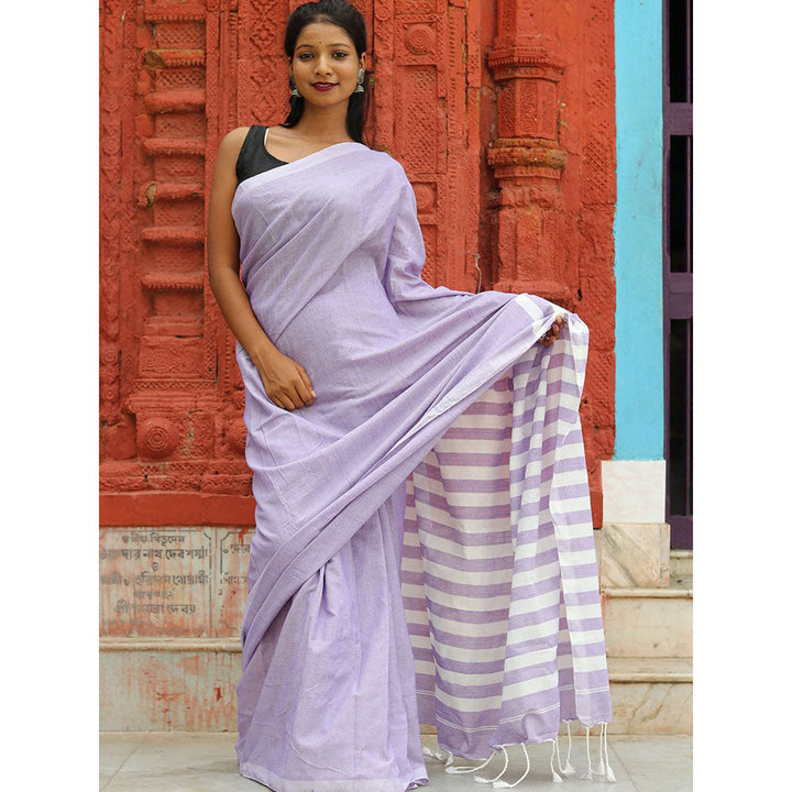 Odette Lavender Cotton Saree with Unstitched Blouse