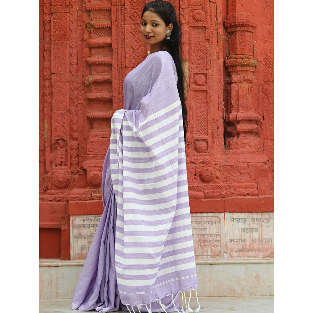 Odette Lavender Cotton Saree with Unstitched Blouse