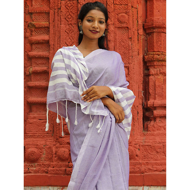 Odette Lavender Cotton Saree with Unstitched Blouse