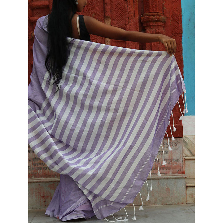 Odette Lavender Cotton Saree with Unstitched Blouse