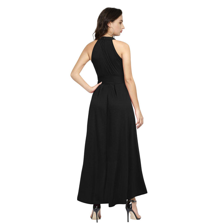 Odette Black Polyester High Low Dress For Women (Set of 2)