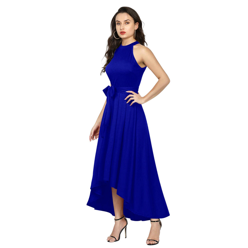 Odette Royal Blue Polyester High Low Dress For Women (Set of 2)