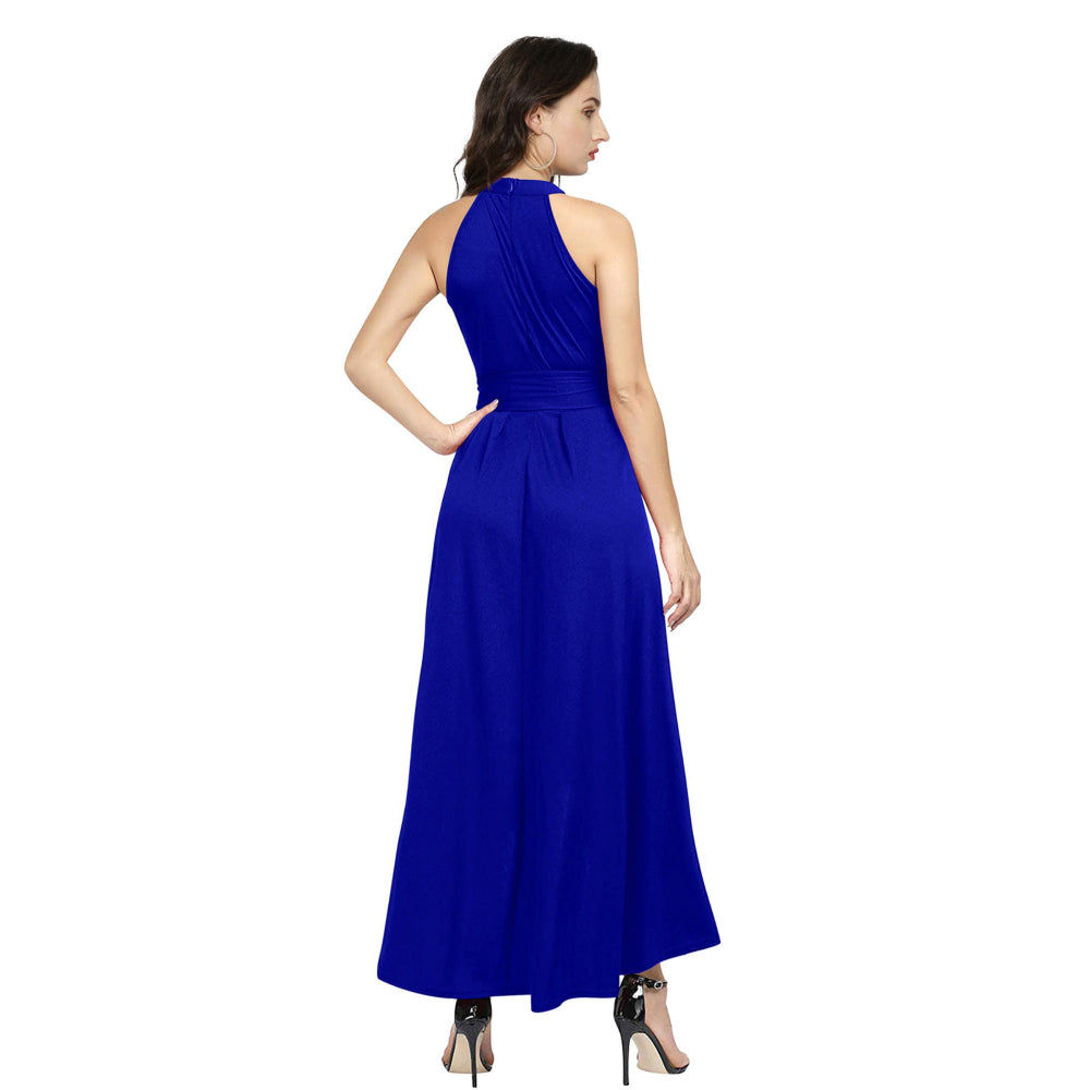 Odette Royal Blue Polyester High Low Dress For Women (Set of 2)