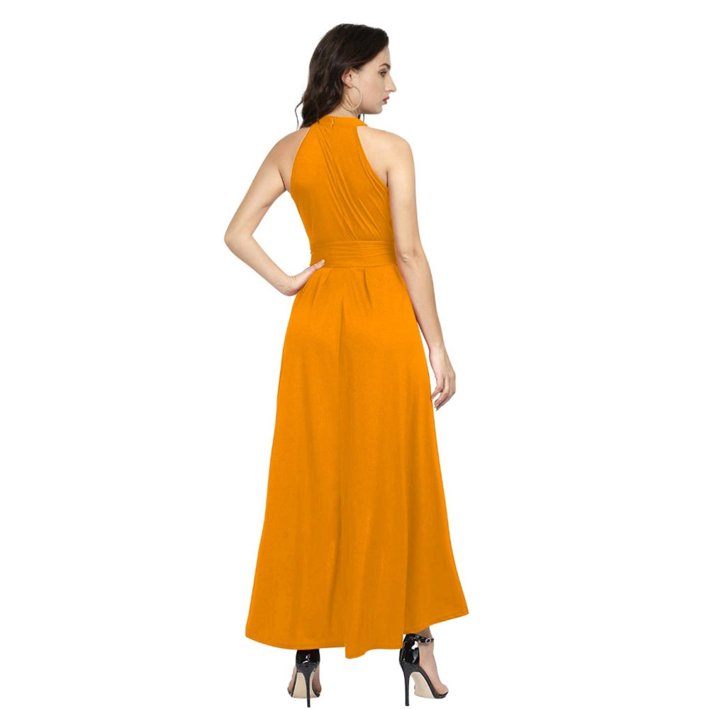 Odette Yellow Polyester High Low Dress For Women (Set of 2)