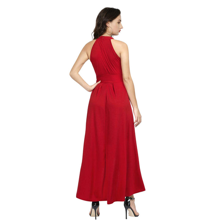 Odette Red Polyester High Low Dress For Women (Set of 2)