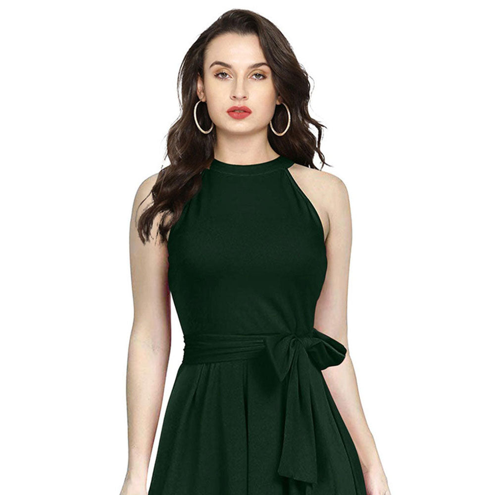 Odette Green Polyester High Low Dress For Women (Set of 2)