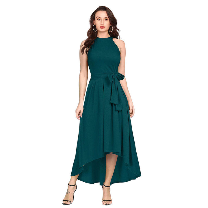 Odette Teal Polyester High Low Dress For Women (Set of 2)