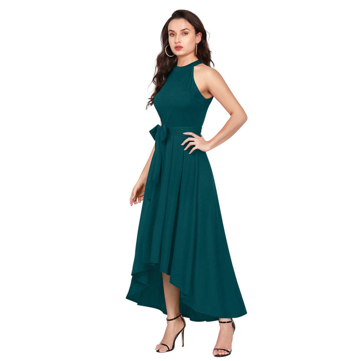 Odette Teal Polyester High Low Dress For Women (Set of 2)