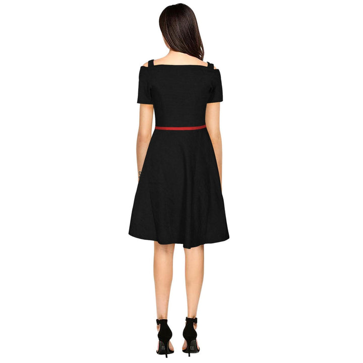 Odette Black Polyester Skater Dress For Women (Set of 2)