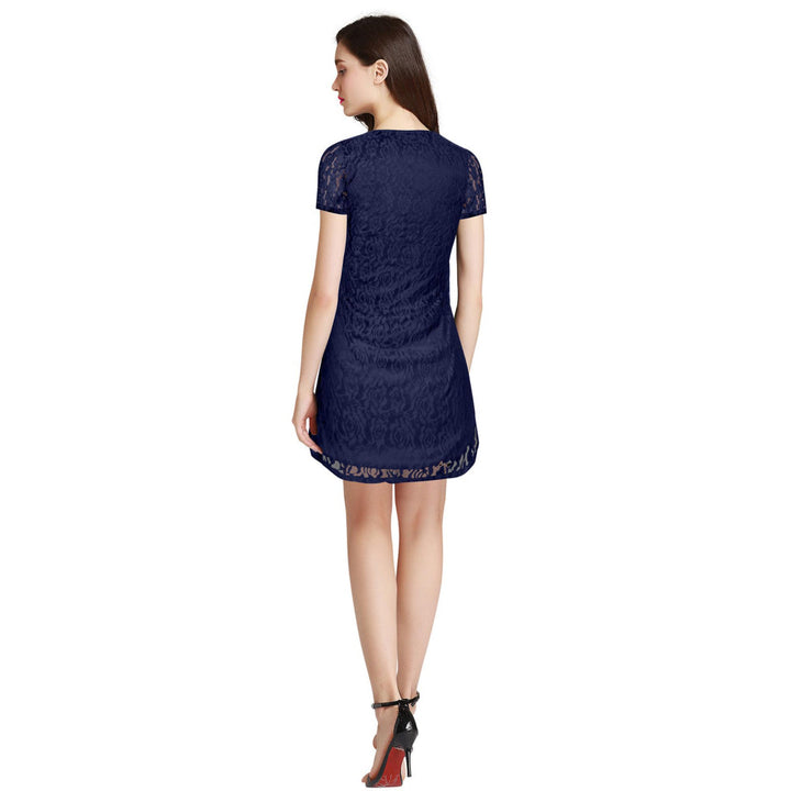 Odette Blue Skater Knit Fabric Dress For Women