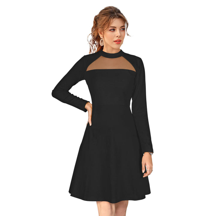 Odette Black Skater Knit Fabric Dress For Women